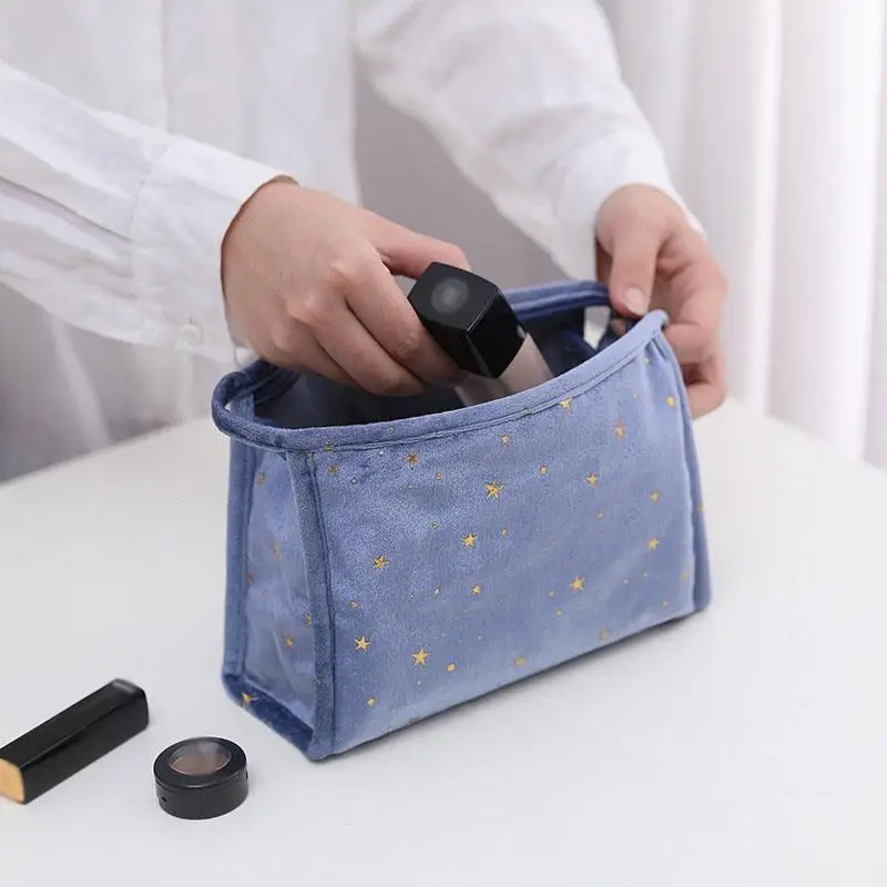 

Travel Portable Women Makeup Bag Toiletries Organizer Storage Flannel Cosmetic Cases Zipper Wash Outdoor Beauty Pouch Clutch Bag