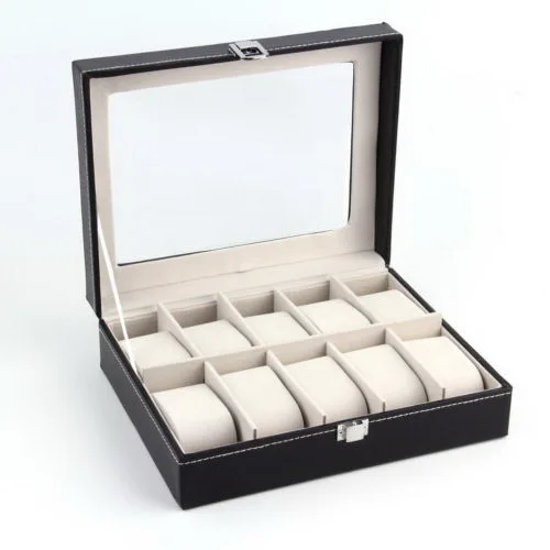

Newly Watch Display Case Box PU Leather Watch Collection Storage Box Holder Organizer TE889
