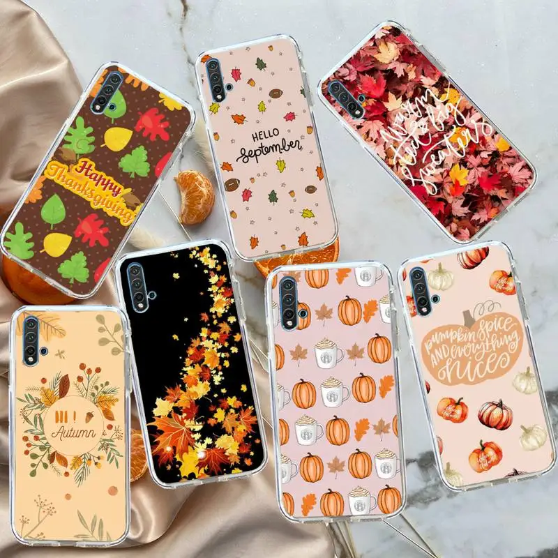 

Autumn pumpkin pattern Phone Case Transparent for Huawei honor P mate 40 20 30 10 50 i 9 x mate pro lite 8a