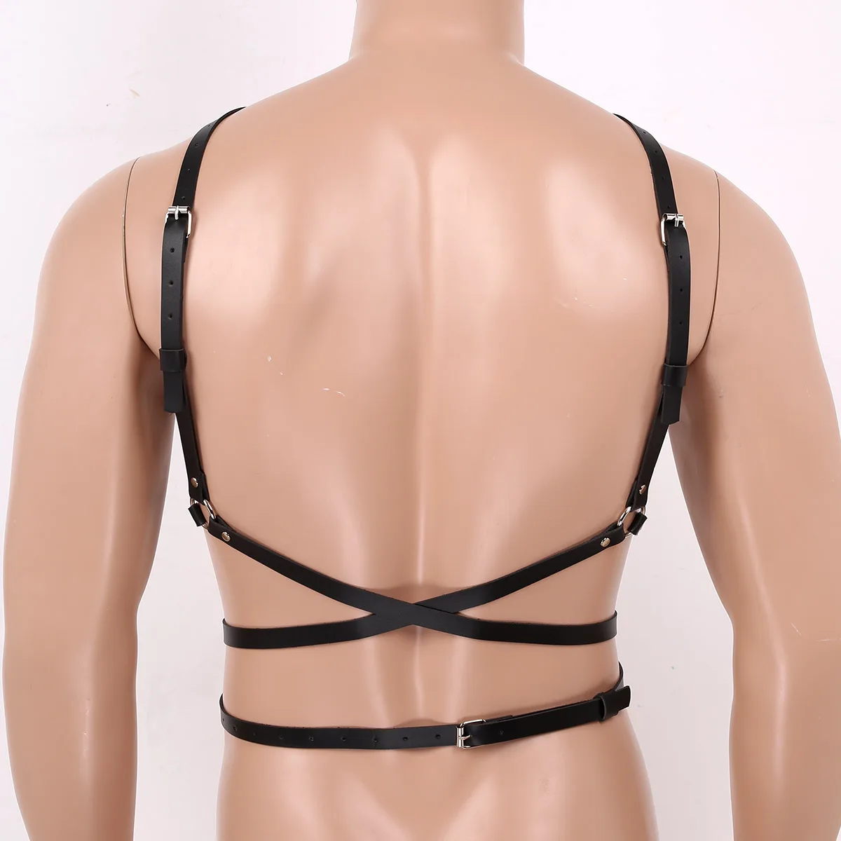 Men Punk Gothic Chest Harness Belt PU Leather Adjustable Body Cage Garter Male Sexy Cosplay Club Straps Suspenders | Тематическая