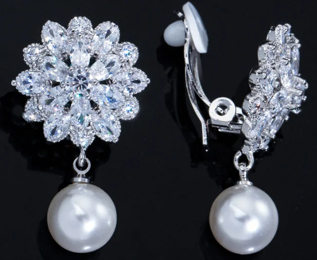 

UXN325 Glitter Earring 925 Sterling Silver Zirconia stone Female Engagement Jewelry