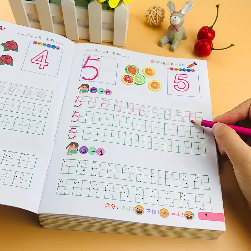 

12 Books/Set Children Addition and Subtraction Learning English And Math Preschool Arithmetic Exercise Book Baby Calligraphy Toy