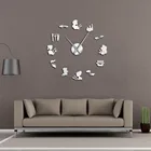 Акриловые зеркальные наклейки для макияжа, большие настенные часы, безрамные, бесшумные часы для макияжа ногтей, салона красоты, настенный знак, Декор