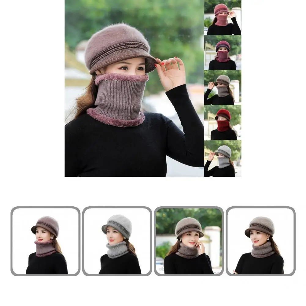 

Autumn Winter 2Pcs/Set Stylish Imitation Rabbit Fur Scarf Bucket Hat Neck Protection for Outdoor