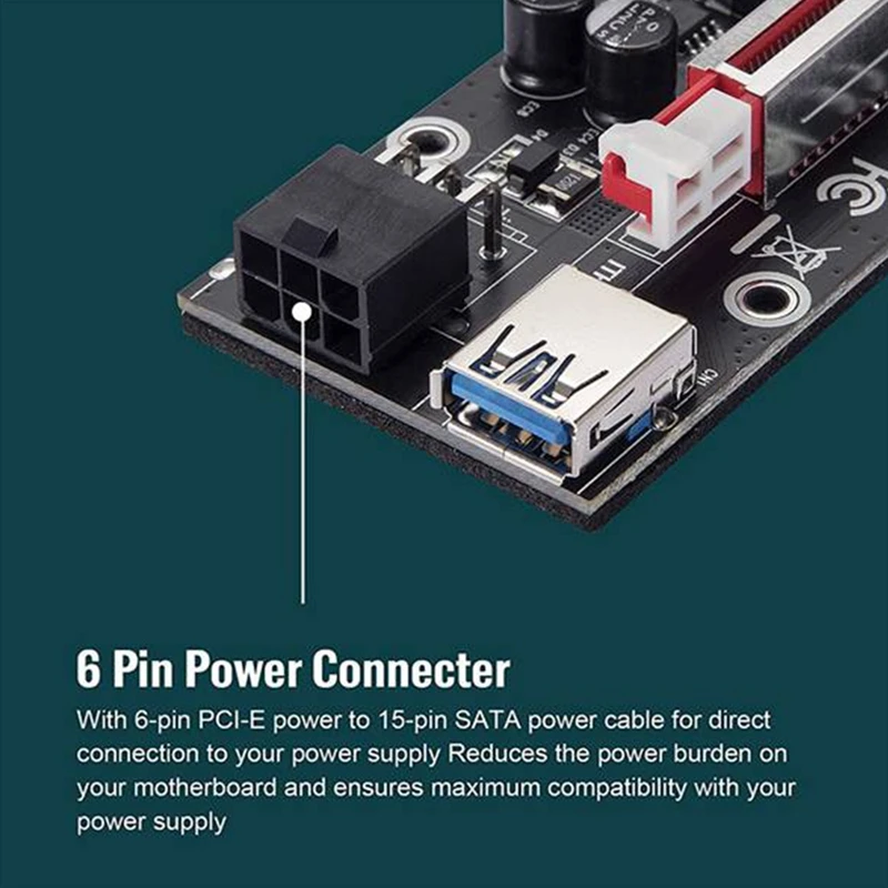 VER009S Plus PCI Express 1X до 16X карта расширения PCI-E SATA 6 контактов мощность 0 м USB 3 кабель для