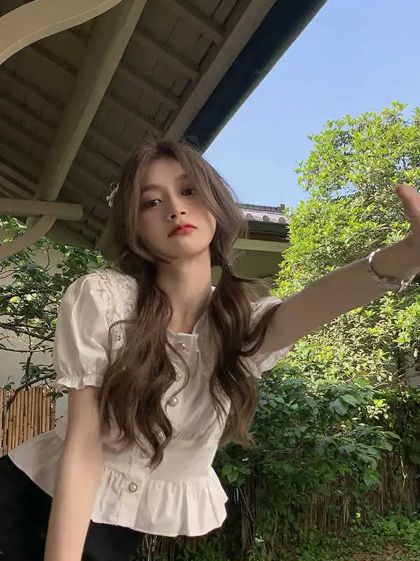 Реальный снимок экономичная кружевная кукла с коротким рукавом|Футболки| |