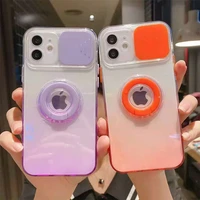hoce camera lens protection clear case for iphone 11 12 mini pro max 7 8 plus xr x xs se gradient sliding push pull back cover