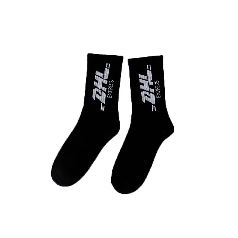 

1 pair of female male tide street occident tide socks in the tube college wind letters cotton dhl skateboarding socks men