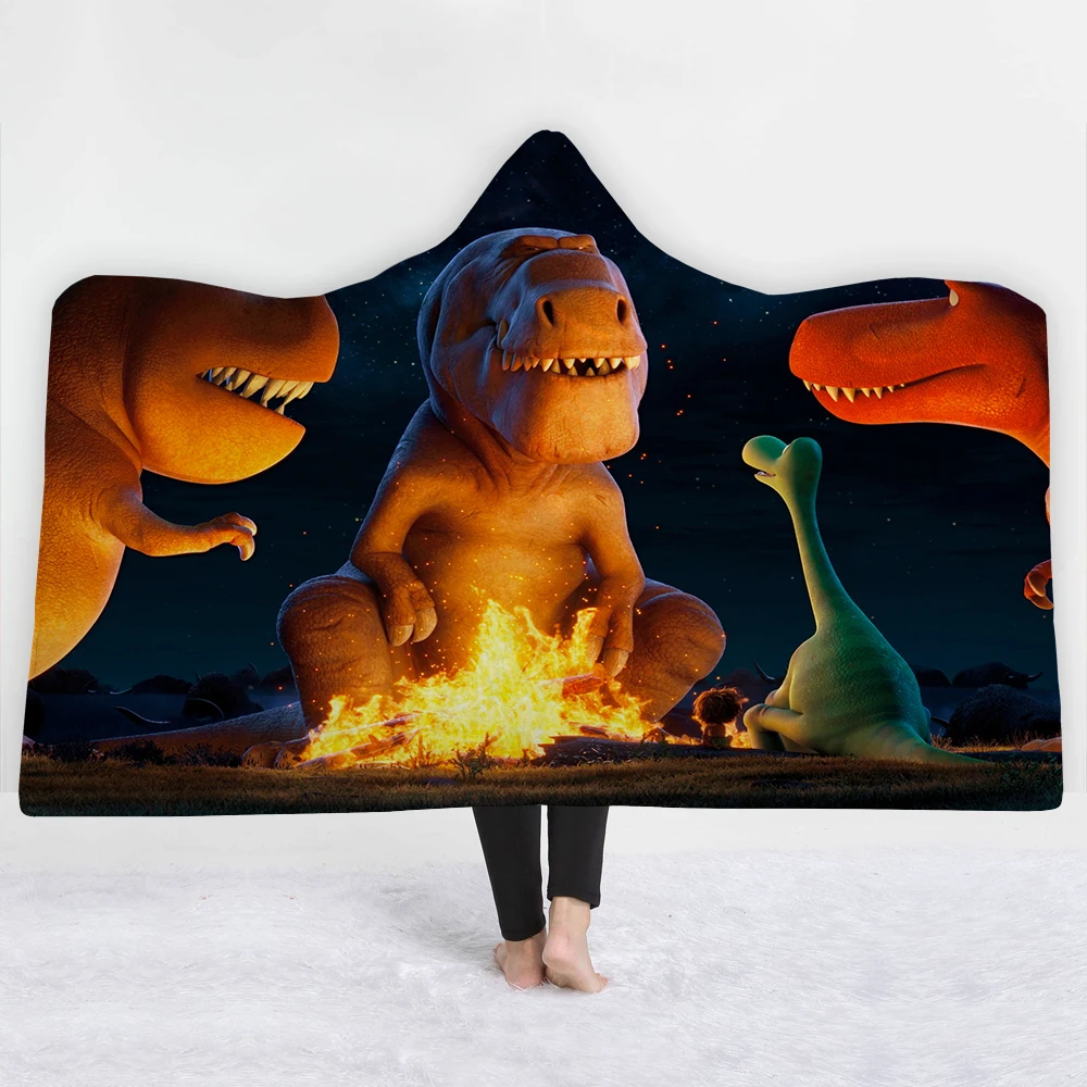 Мультяшное одеяло с капюшоном в виде динозавра детское модное зимнее теплое