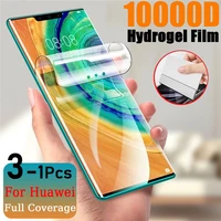 3 1pcs hydrogel film for huawei p50 p30 pro p20 p40 lite screen protector for p smart z y6 2019 mate 40 30 20 por not glass film