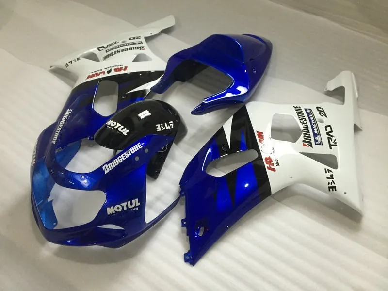 Набор обтекателей для GSXR600 750 K1 01 02 03 GSXR 600 GSXR750 2001 2002 2003 белый синий Обтекатели