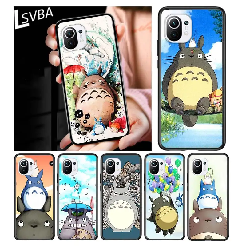 

Cute Totoro for Xiaomi Mi 11 10T Note 10 Ultra 5G 9 9T SE 8 A3 A2 A1 6X Pro Play F1 Lite 5G Black Phone Case