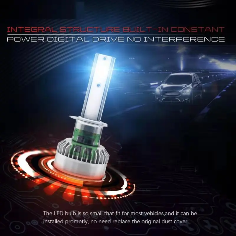 

LED Car Lights H7 6000K 55W 12V Auto Lamps 20000LM Super Bright Light Bulbs Aluminum Body Headlamp