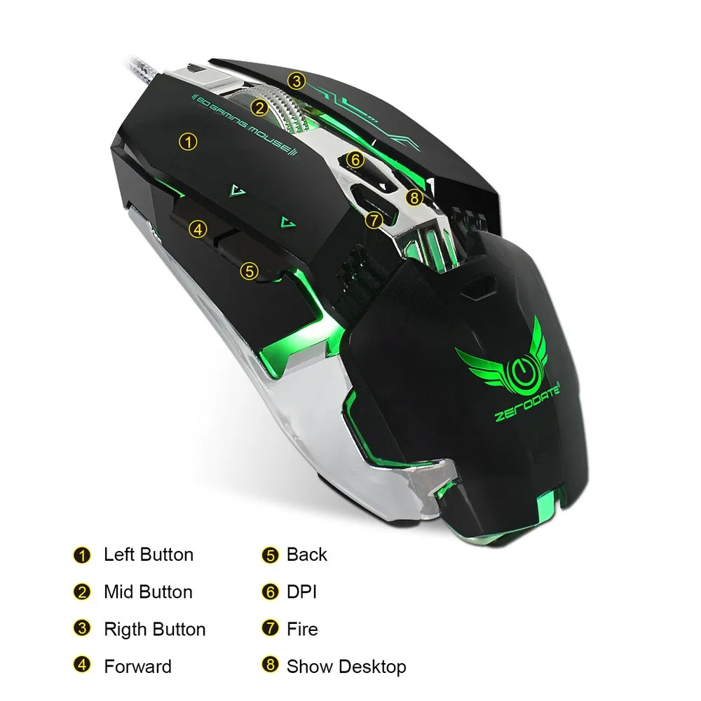 OMESHIN X800 Проводная игровая мышь с 4 Регулируемый Точек на дюйм светодиодный свет 8 кнопок профессиональный оптический светодиодный профессиональная игровая мышь