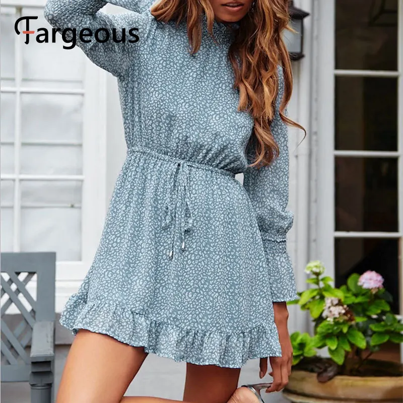 Платье с леопардовым принтом зимнее платье длинным рукавом и высоким воротом