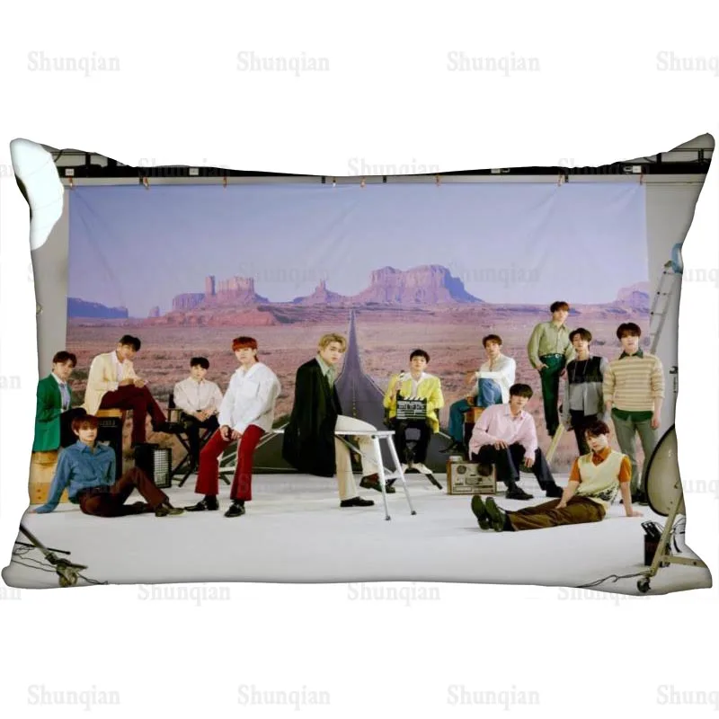 

SEVENTEEN Kpop Star Pillowcase Satin Fabric Pillow Cover New Rectangle Zipper Pillow Cases Home Office Wedding Decorative 0512
