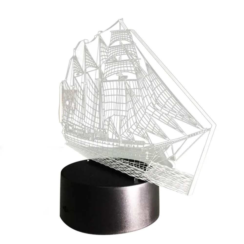 

Sailboat 3D illusion LED Night Light 7 Color TouchSwitch Table Desk Lamp Gift Study Room Bedroom Bedside Interior Lamp