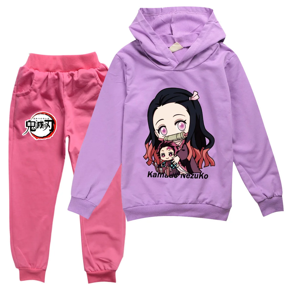 

Новинка 2021 года, толстовка с капюшоном и свитшот с рассеянным демоном, спортивные брюки, комплект из рубашки и брюк, Детский Повседневный ко...