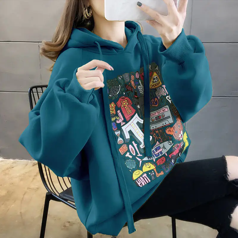 

Women's spring and Autumn New Korean fashion loose winter Plush coat Hoodie