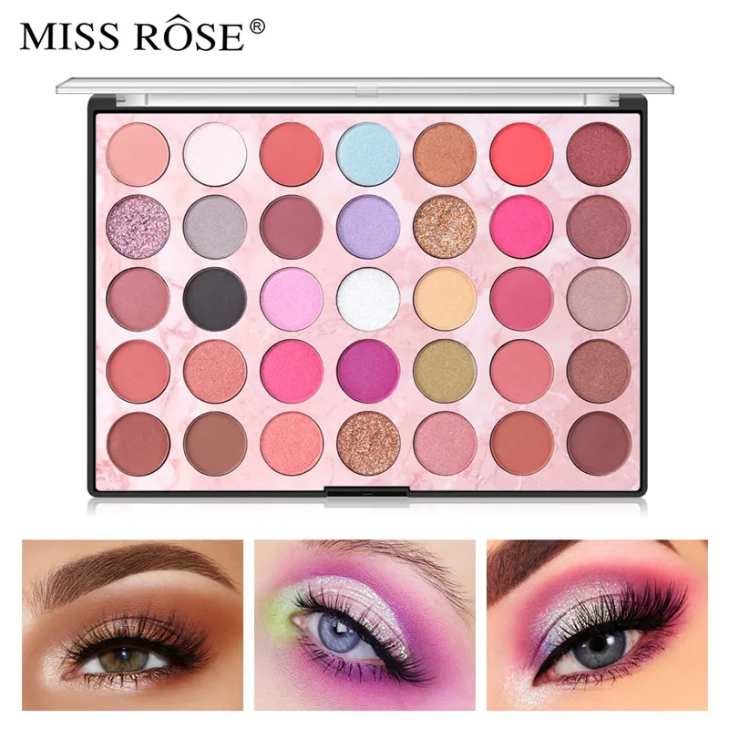 MISS ROSE брендовые матовые мерцающие тени для век Палитра 35 цветов пигмент шелковая