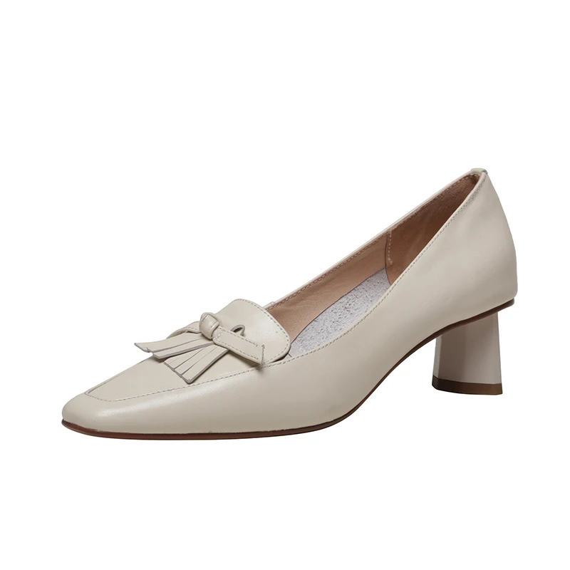 

New Shoes Women Heels Square Toe Genuine Leather Pumps Women Dress Party Shoes 5CM High Heels Shoes Black Shoes Heels for Women