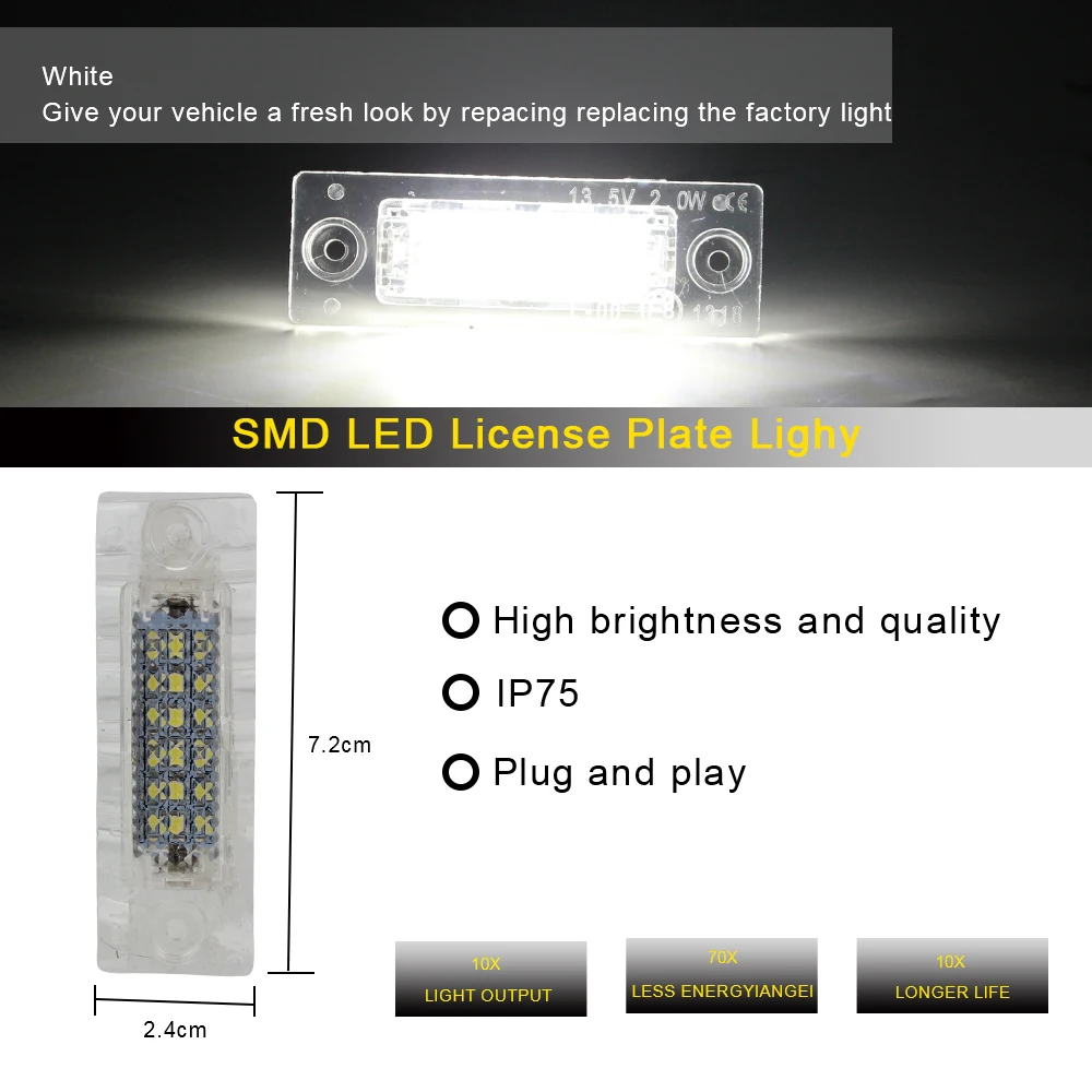 12 В светодиодный ные белые автомобильные лампы для заднего номерного знака Canbus