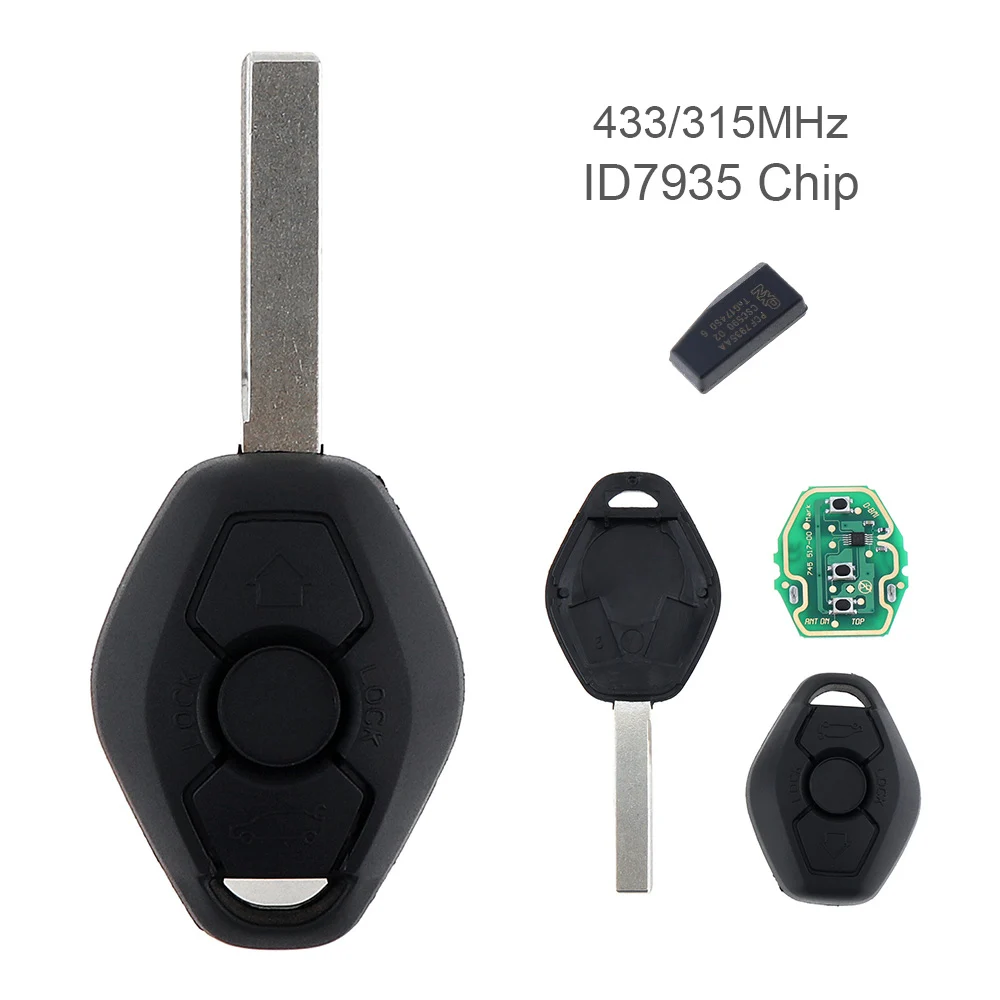 Пульт дистанционного управления с 3 кнопками 315 МГц/433 МГц аккумулятором чипа