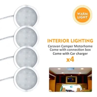4pcs ultra thin led spot light dc 12v warm 3000k led controller interior spot lights for camper van caravan boat vw t4 t5