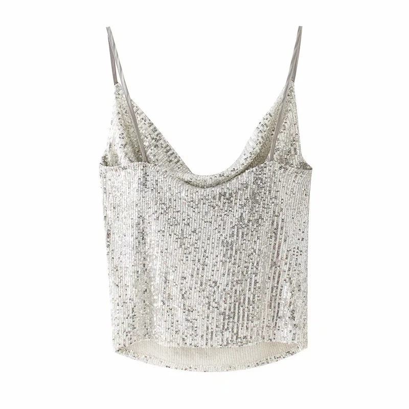 

Summer women's camisole casual solid color sequin camisole