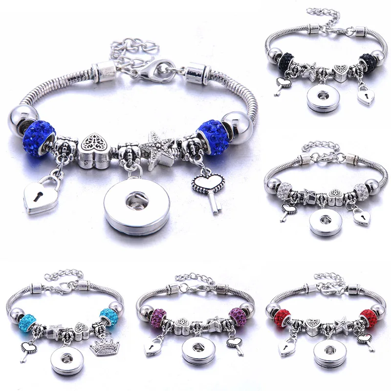 

Boom Life Star Snap Jewelry Adjustable Snap Button Bracelet 18mm Metal Snap Button Charms Beaded Bracelet For Women