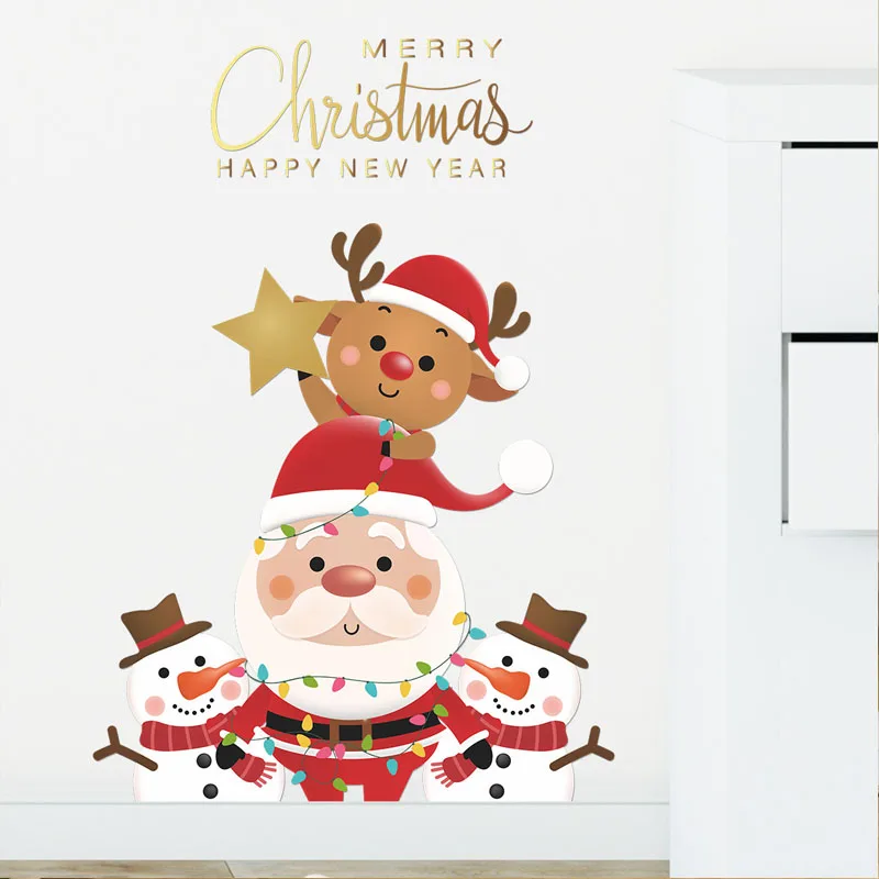 

Santa Claus Elk Snowman Door Refrigerator Sticker Window Sticker Wall Ornaments Merry Christmas Decor For Home New Year 2022