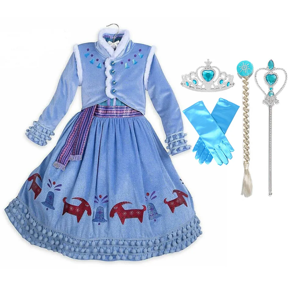 Disney Frozen Elsa Dress Princess Party Vestidos Cosplay Girl Clothing Snow Queen Print Birthday Princess Dress Kids Costume