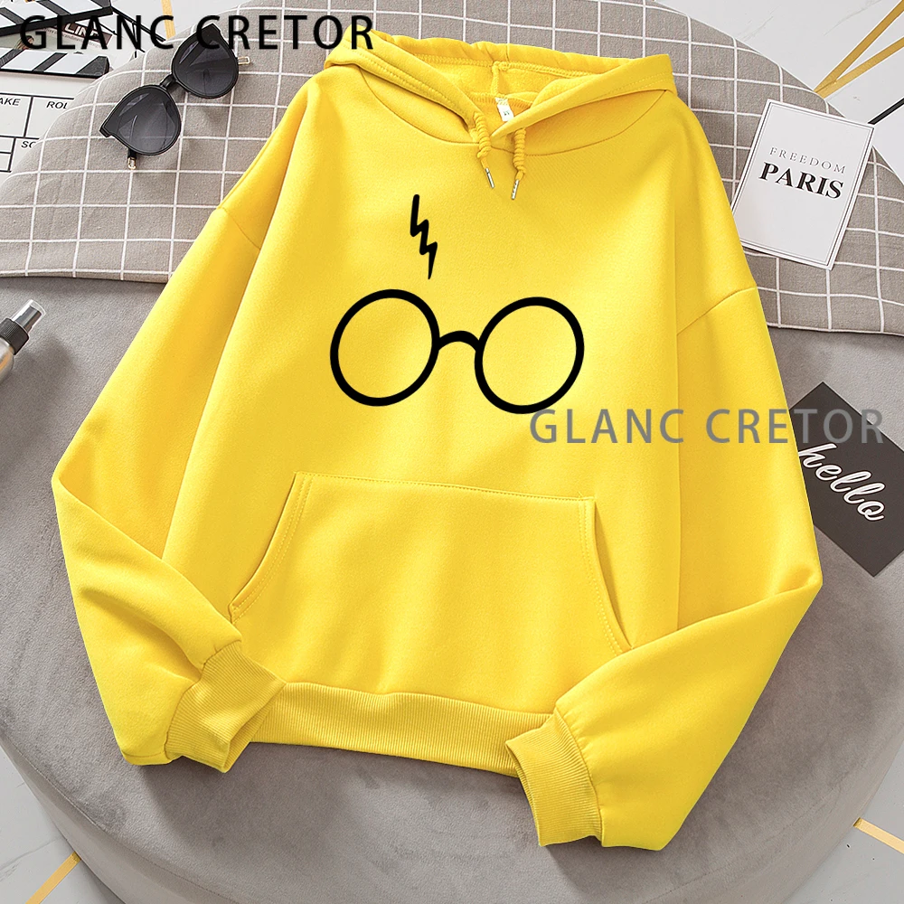 

Women Ullzang Hoodie 90s Korean Style Pullover Graphic Aesthetic Top Pullover Female Glasses Lightning Funny Hoodie