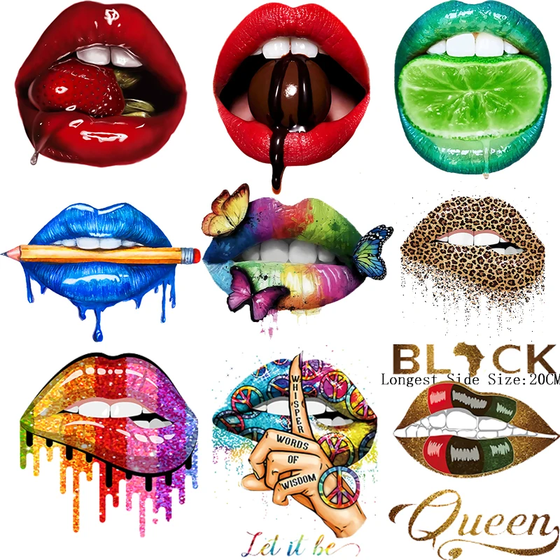 

Cool Leopard Print Lips Iron-on Transfers for Clothing Stickers Heat Transfer Thermal Patches for Clothes DIY Women Queen Patch