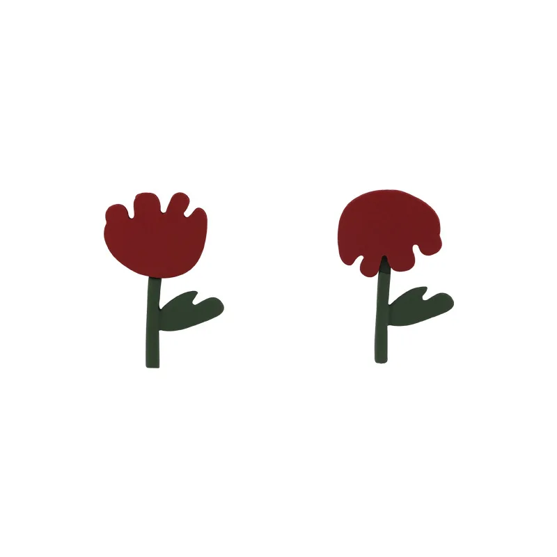

LOVOACC Creative Cherry Tulip Flowers Dangle Earring for Women Stylish Love Heart Plant Green Leaf Earrings Jewellery Pendientes