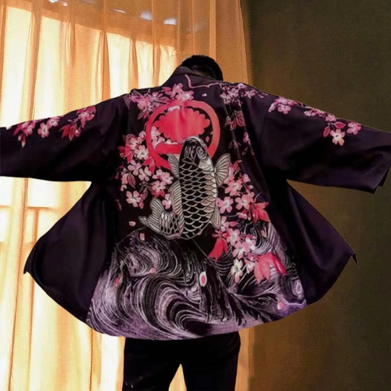 Кимоно унисекс в японском стиле юката верхняя одежда аниме косплей костюм