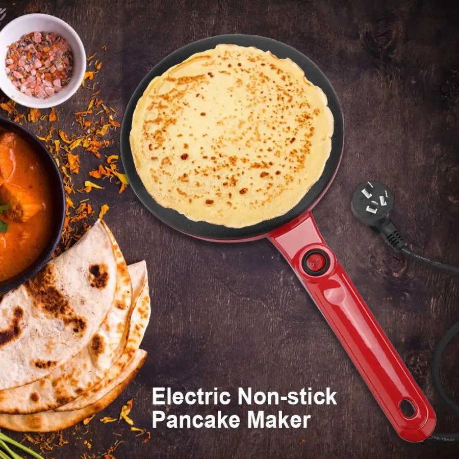

220V 50Hz Electric Crepe Maker Pancake Pan Electric Round Non-stick Pancake Crepe Maker Kitchen Frying Pan Roll Cake Machine
