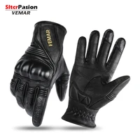 real genuine leather motorcycle gloves retro vintage winter windproof touch design mesh breathable shockproof palm anti slip
