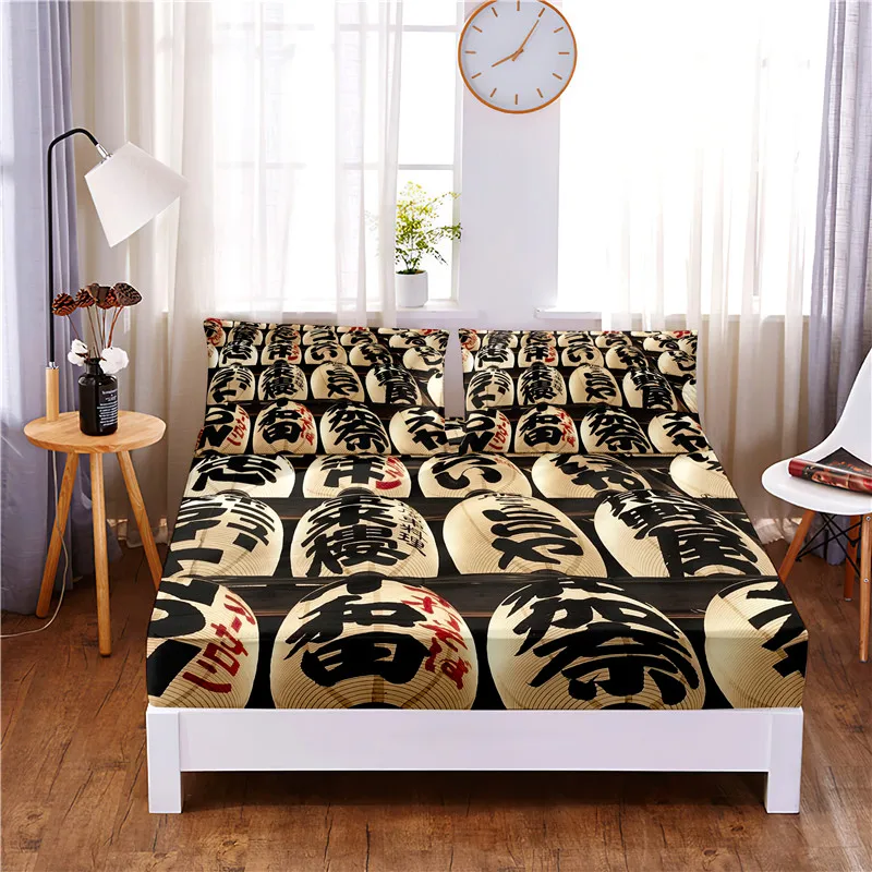 

Фонари цифровой печатный 3 шт. натяжная простыня из полиэстера матраса четырех углах с Эластичная лента простыня, наволочки для подушек