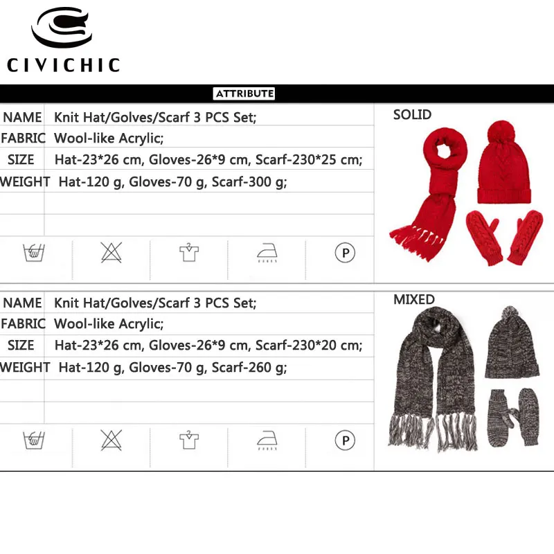 Шикарный женский вязаный шарф шапка перчатки флисовый Бархатный комплект из 3