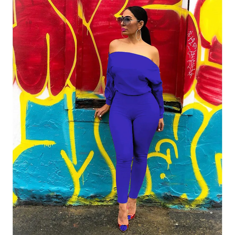 

ChocoMist Jumpsuits Casual Off Shoulder Solid Zip Design Jumpsuit GL6193