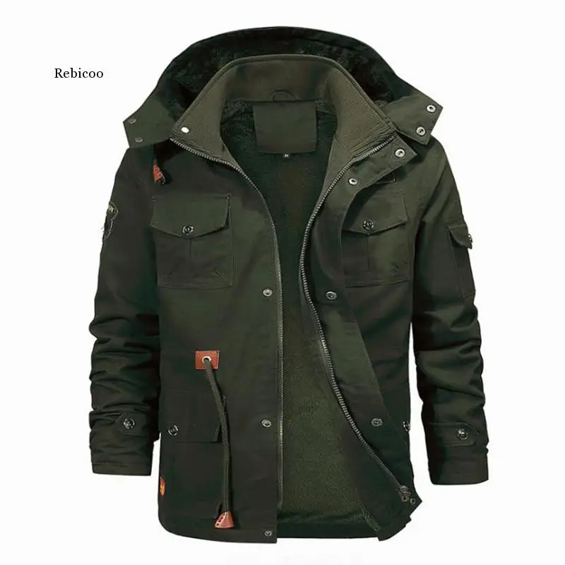 

Men Winter Clothing Military Jacket Trench Coats Hooded Denim Jacket Parkas Men's Outwear Windbreaker