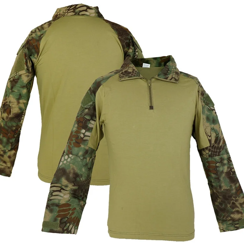Камуфляж Тактический рубашка армейские футболки Для мужчин быстросохнущая с