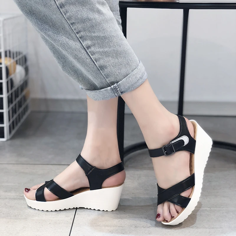 

Summer Women's Sandals New Platform Ladies Cross Wedge Sandals Women's Shoes Platform Sandals Plus Size Women Shoes 44 45 46