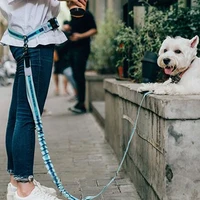 adjustable hand free dog leash traction rope for dog pet chest strap walking running jogging pull dog leash waist belt leashes