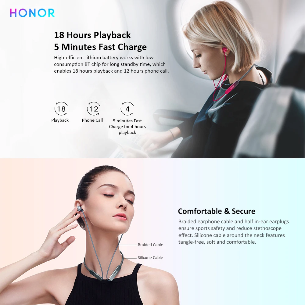 Honor xSport Pro Bluetooth 5 0 гарнитура IP55 Водонепроницаемый стерео музыка Беспроводной