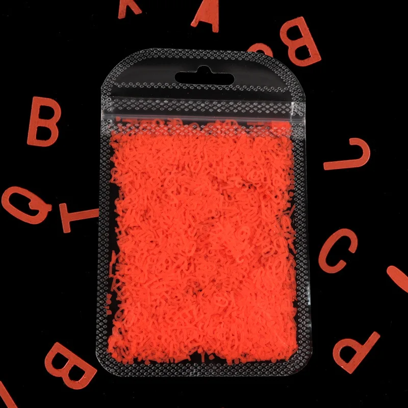 

New 2G Bone Bag Fluorescent Letter Nail Sequins Ornament Fluorescent Mixed Color DIY Nail