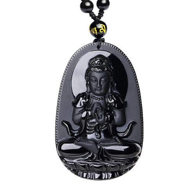 Высокое качество уникальный натуральный черный Обсидиан Резной Будда