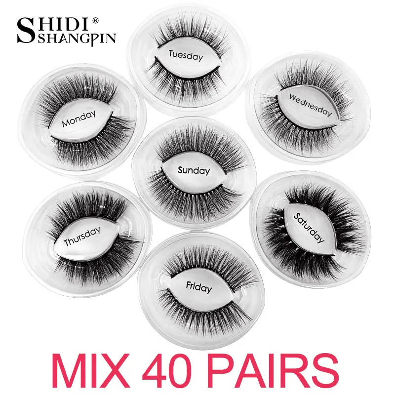 MIX 40 PAIRS 3d норковые накладные ресницы, 20 Вт, 30 Вт, 40/50/70/100 пар пушистый тонкие накладные ресницы натуральные длинные Макияж для ресниц наращивание оптом - Цвет: MIX 40 PAIRS