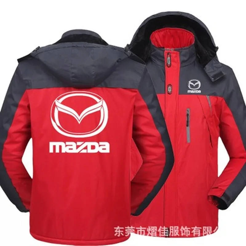 

2021 Winter Jacket Men for Mazda logo Thick Velvet Warm Coat Male Windproof Hooded Outwear Casual Mountaineering Overcoat